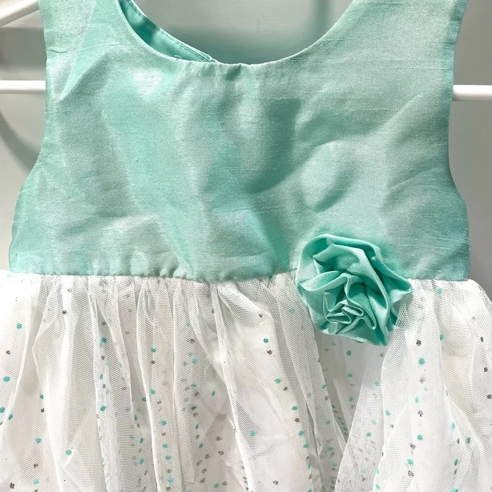 GEORGE sparkly teal chiffon dress toddler 18M